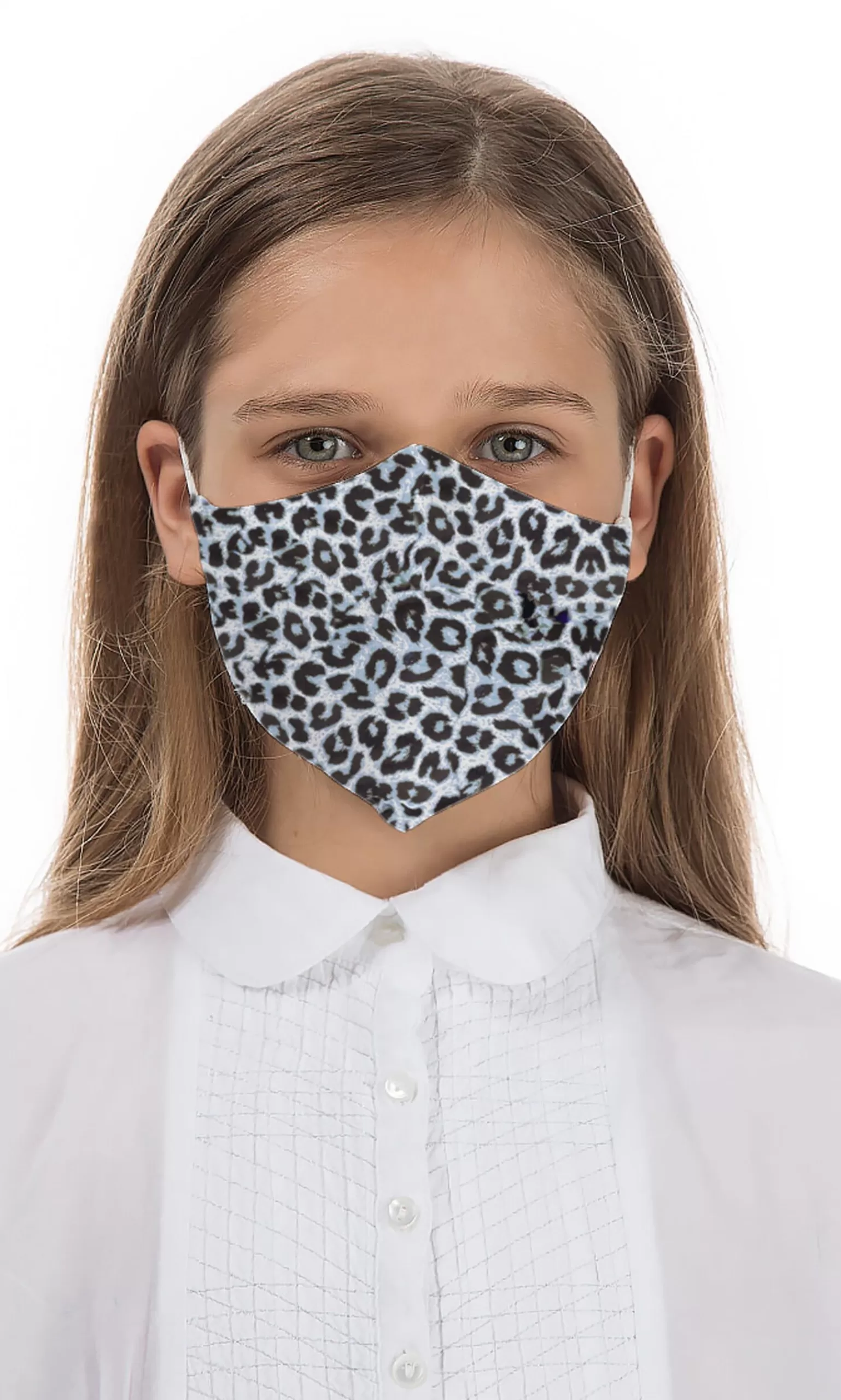 Plümo Organic Linen Kids Mask - Blue Leopard^Women Reusable Masks