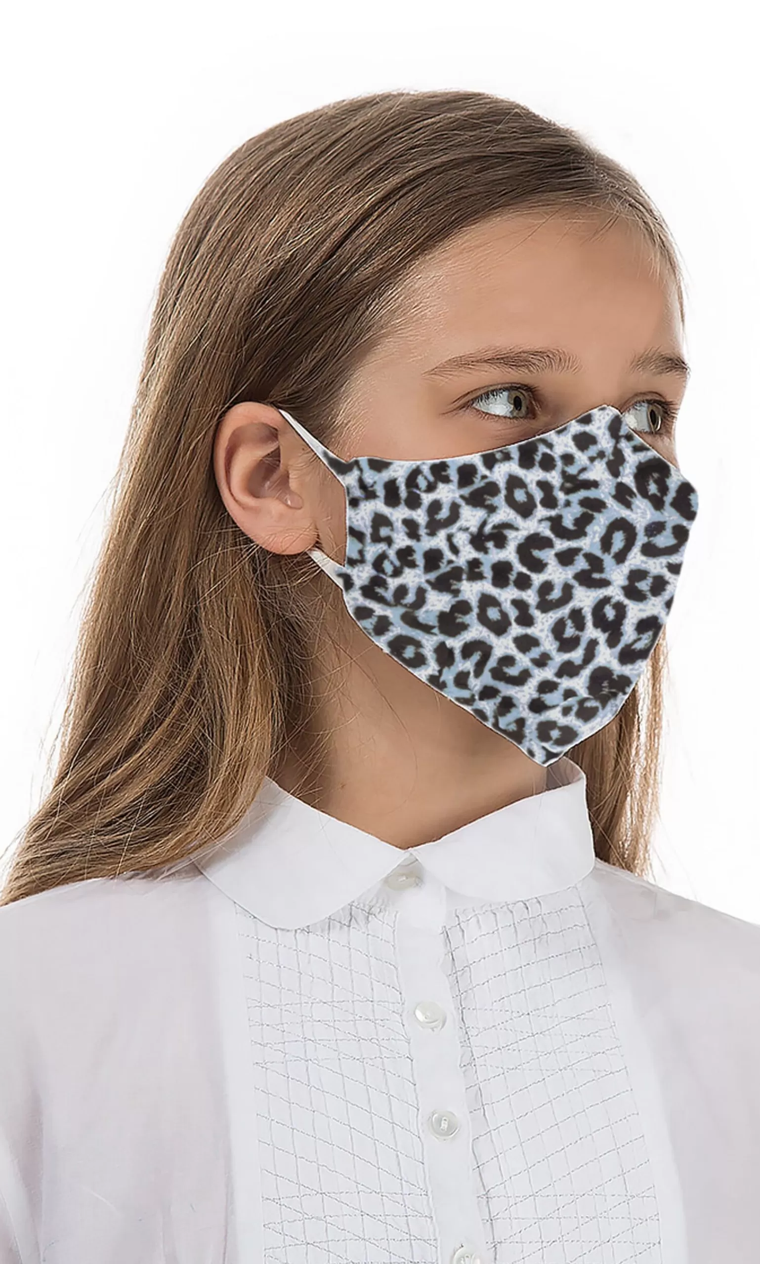 Plümo Organic Linen Kids Mask - Blue Leopard^Women Reusable Masks