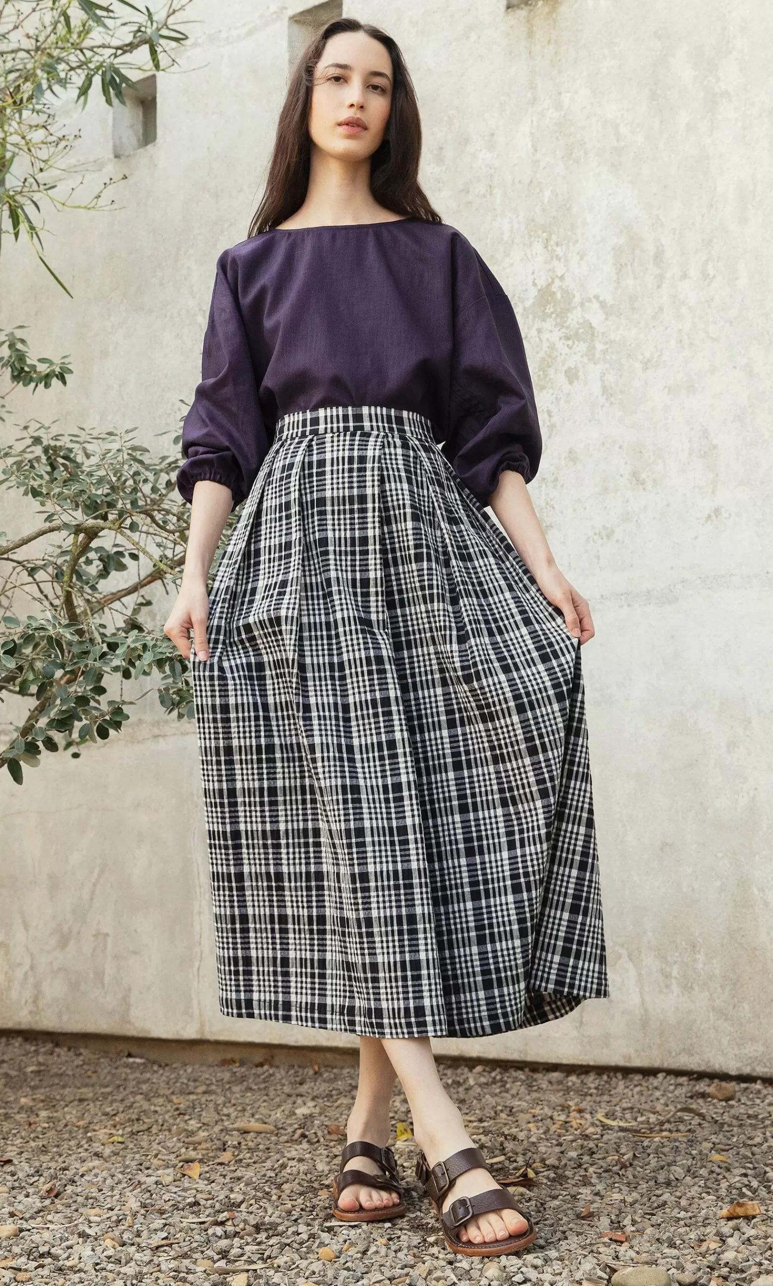 Neirami Plaid Check Skirt^Women Suits And Sets