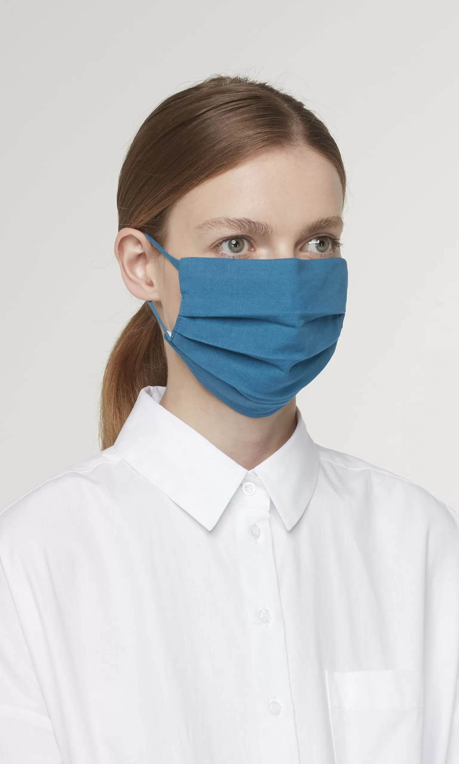 Plümo Pleated Face Mask & Pouch - Finnish Blue^Women Reusable Masks