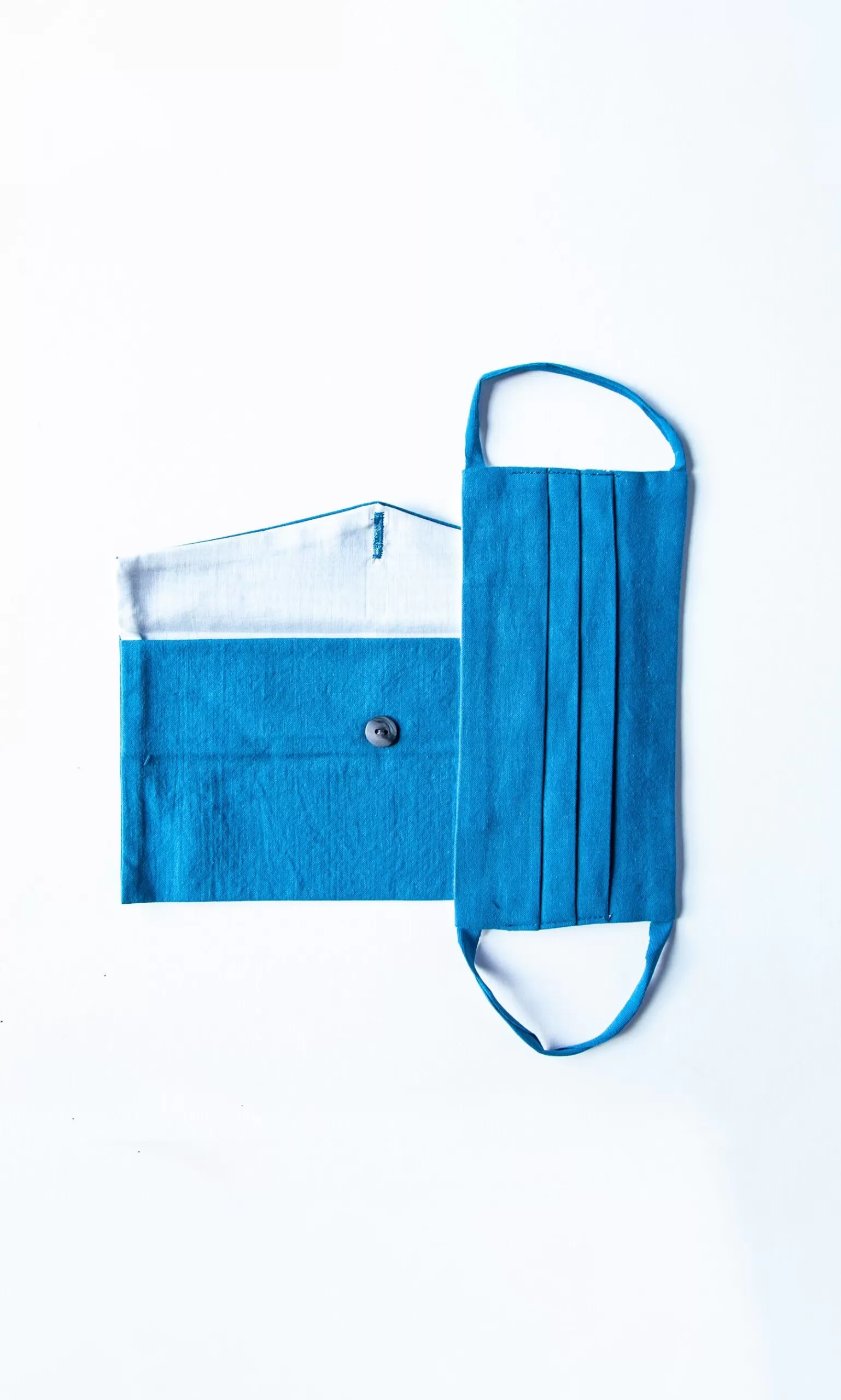 Plümo Pleated Face Mask & Pouch - Finnish Blue^Women Reusable Masks