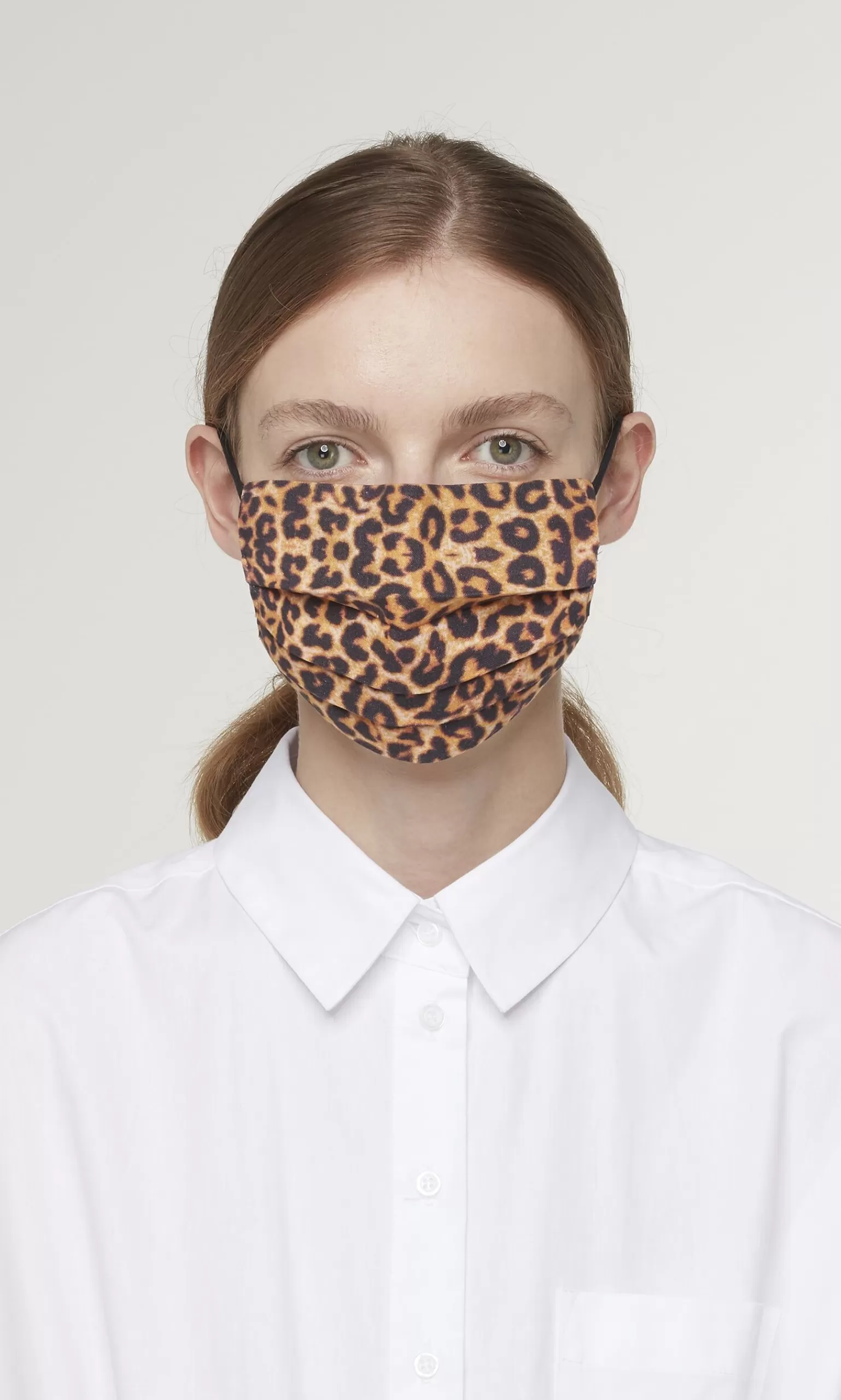 Plümo Pleated Face Mask & Pouch - Leopard Print^Women Reusable Masks