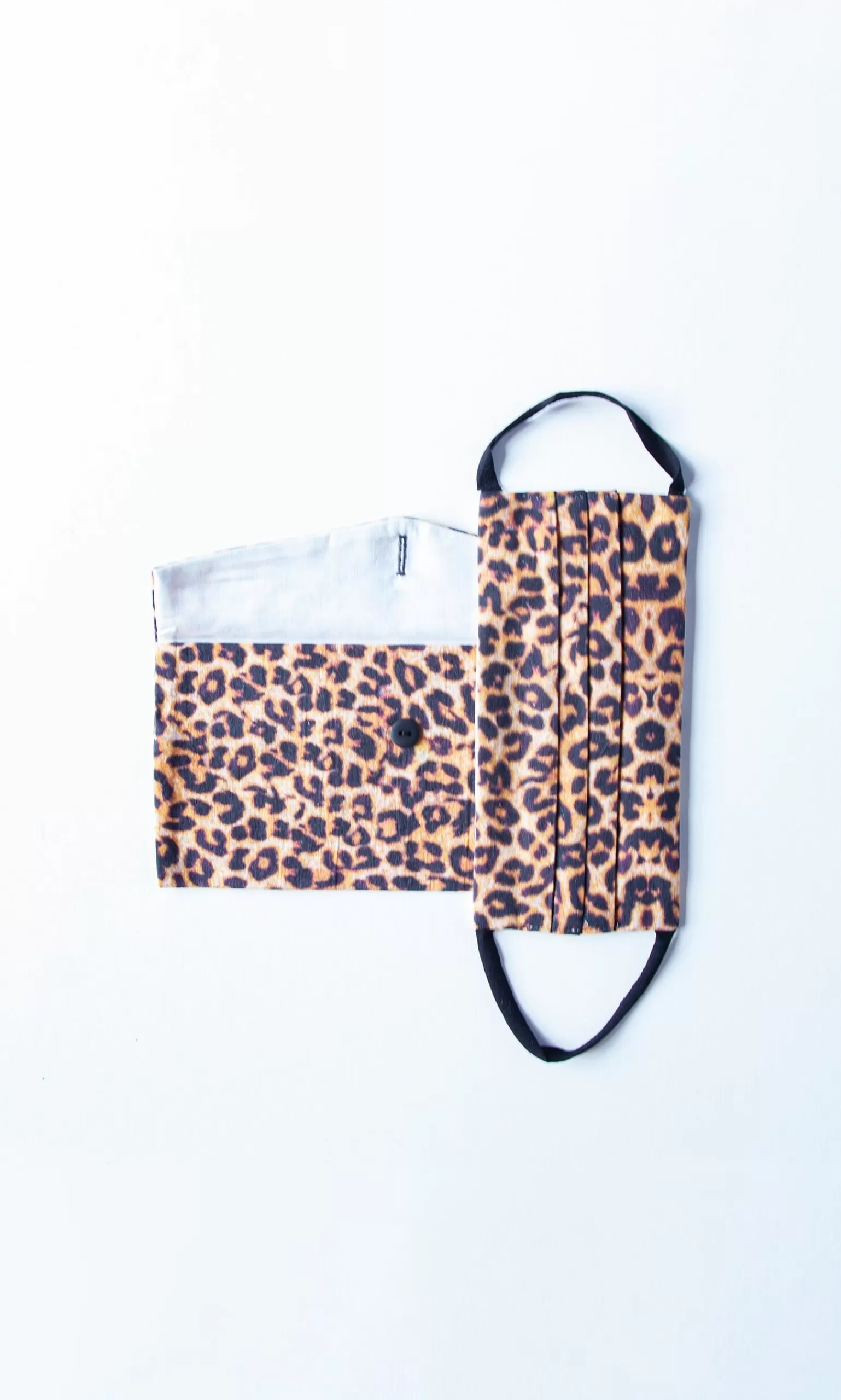 Plümo Pleated Face Mask & Pouch - Leopard Print^Women Reusable Masks