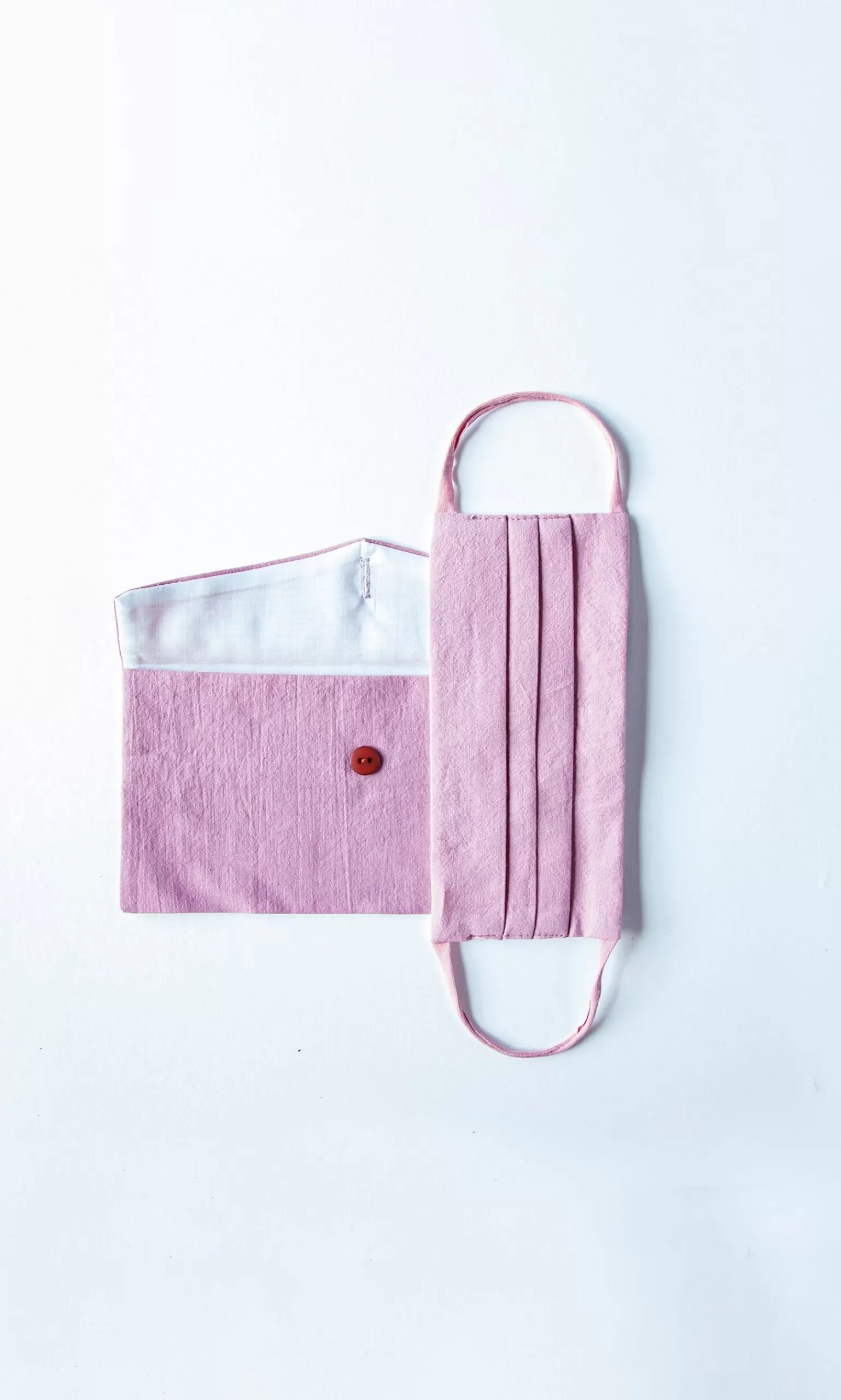 Plümo Pleated Face Mask & Pouch - Rose^Women Reusable Masks